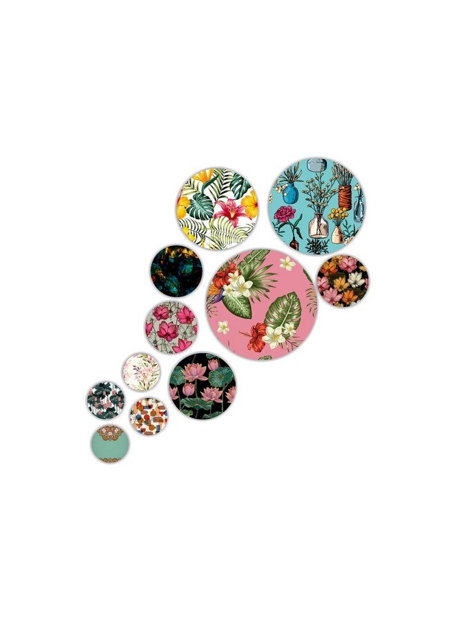 SAF paintings Set of 11 Mdf Wooden Wall Hanging Round Shaped Home Decor Plates For home decoaration Wall Painting SANFRO-14 - Image 2