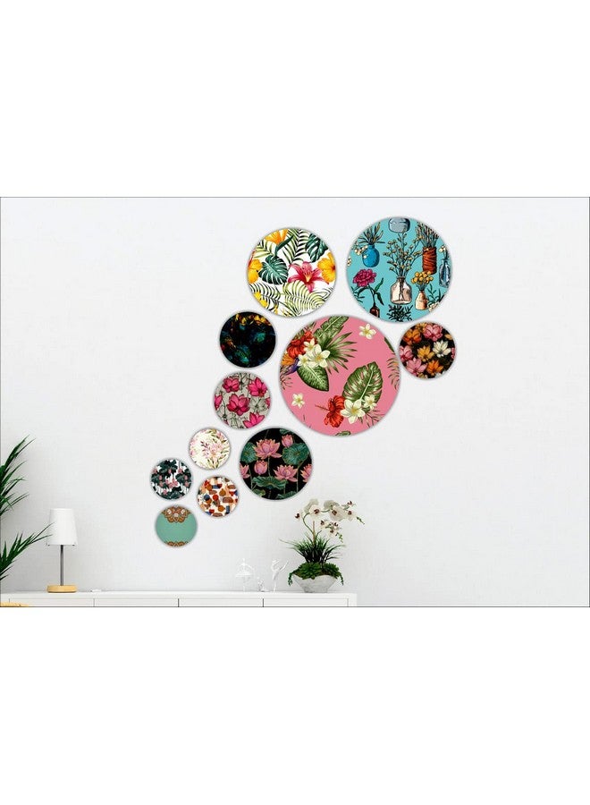 SAF paintings Set of 11 Mdf Wooden Wall Hanging Round Shaped Home Decor Plates For home decoaration Wall Painting SANFRO-14 - Image 1