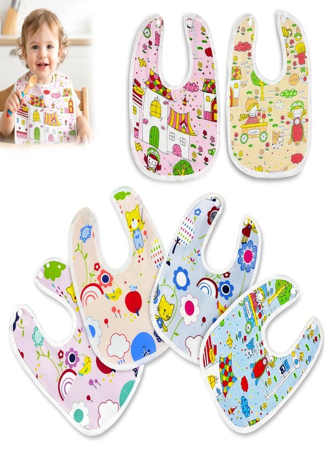 GLUN® Toddler Bibs Set for Unisex Newborn 8-36 Months old Babies, Pack of 6 Cute Print Baby Bibs, Waterproof, Adjustable, Washable Feeding Bib - Image 1