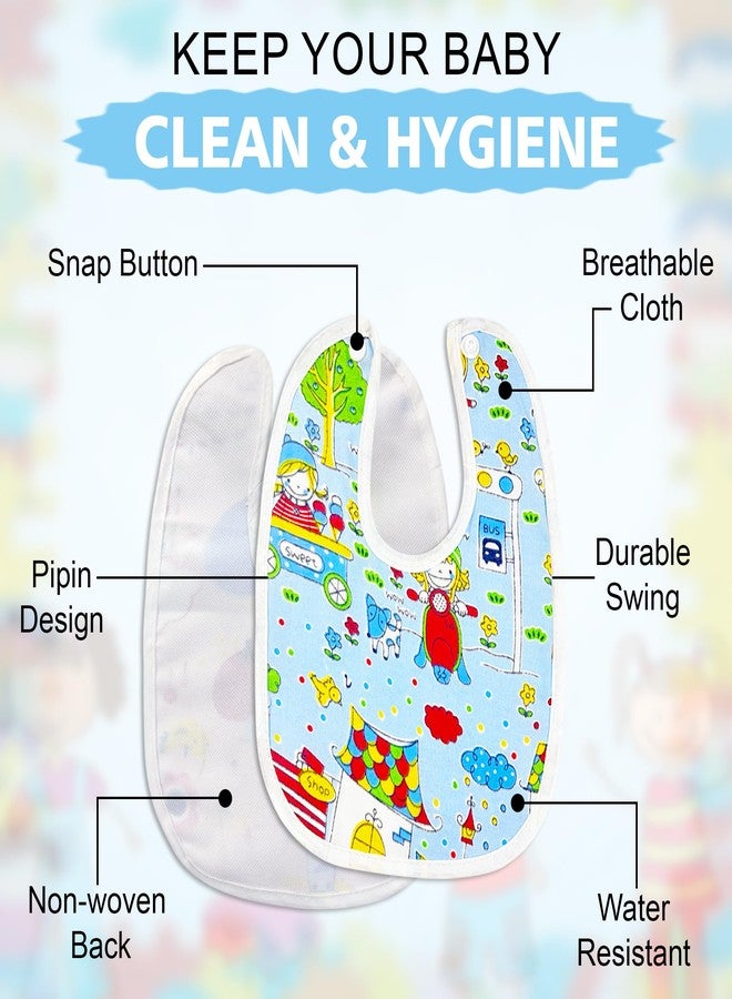 GLUN® Toddler Bibs Set for Unisex Newborn 8-36 Months old Babies, Pack of 6 Cute Print Baby Bibs, Waterproof, Adjustable, Washable Feeding Bib - Image 4