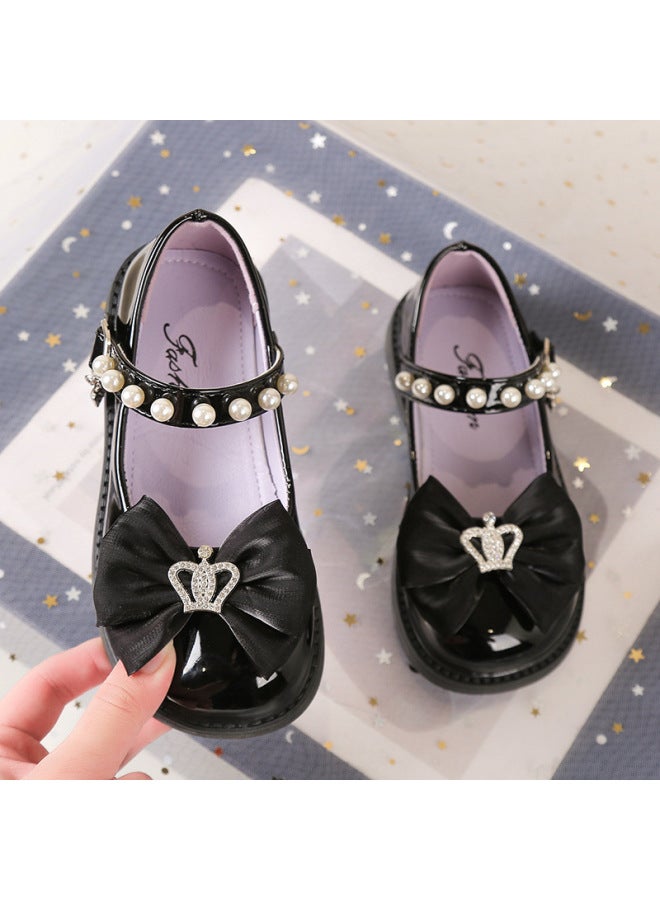 Girl's Leather Shoes Autumn Children's Soft Sole Princess Shoes Little Girl Spring/autumn Performance Shoes Student Flats Pearl - Image 3