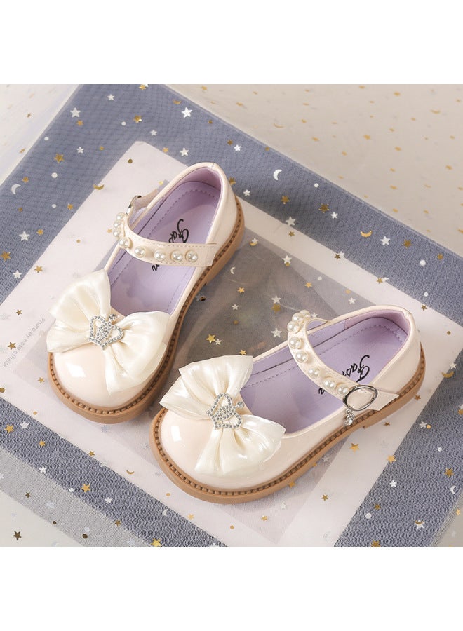 Girl's Leather Shoes Autumn Children's Soft Sole Princess Shoes Little Girl Spring/autumn Performance Shoes Student Flats Pearl - Image 2