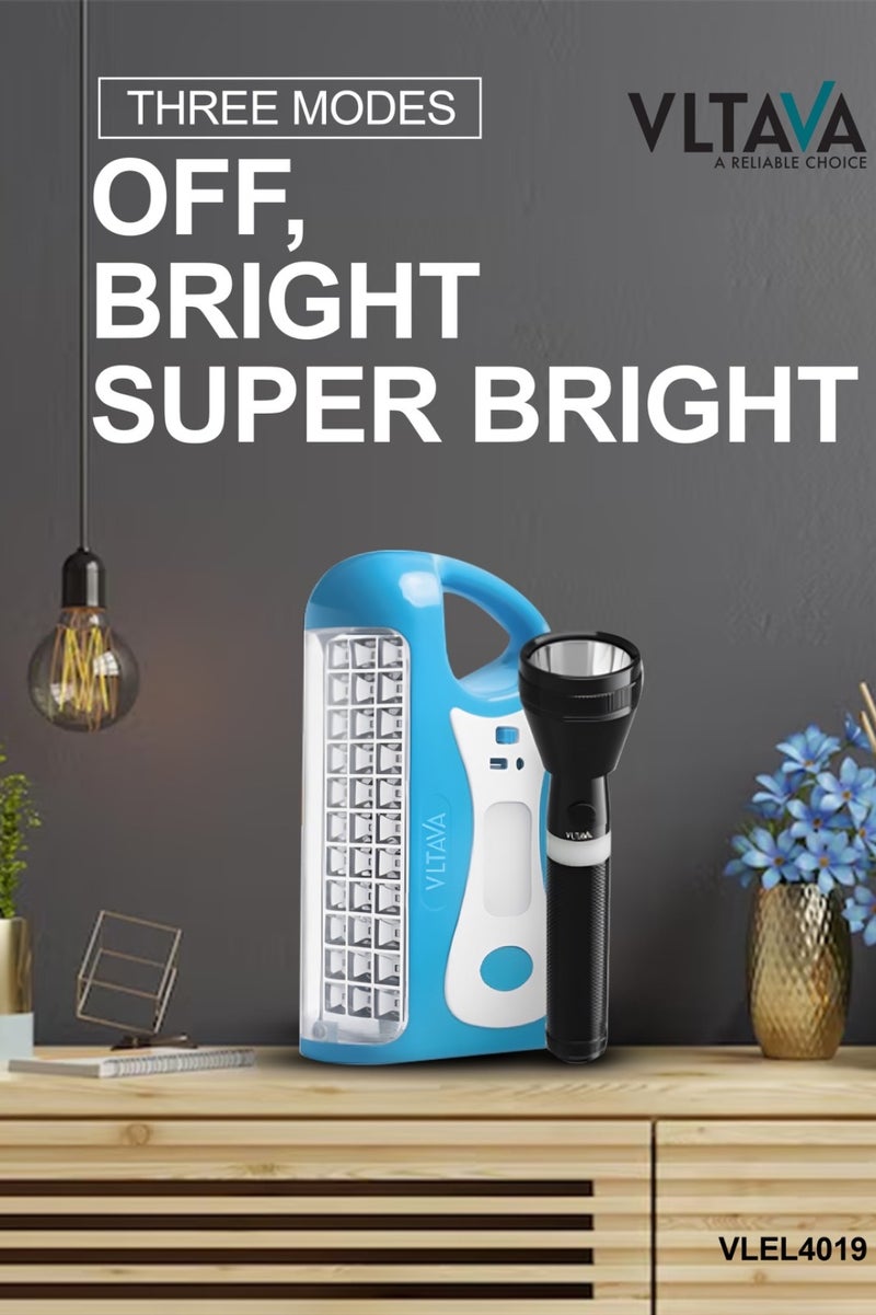 VLTAVA Rechargeable LED Lantern with Flashlight – 2-in-1 Emergency Light Combo, 10-Hour Backup, USB/Solar Charging, Power Bank Function - VLEL4019 - Image 4