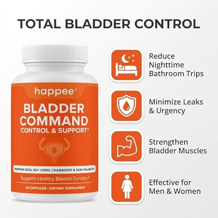 Happee Bladder Control Supplement for Women & Men - Pumpkin Seed Extract, Soy Germ, Saw Palmetto & Cranberry Blend - Bladder Support for Urinary Frequency, Leaks & Urgency - 60 Capsules - Image 2
