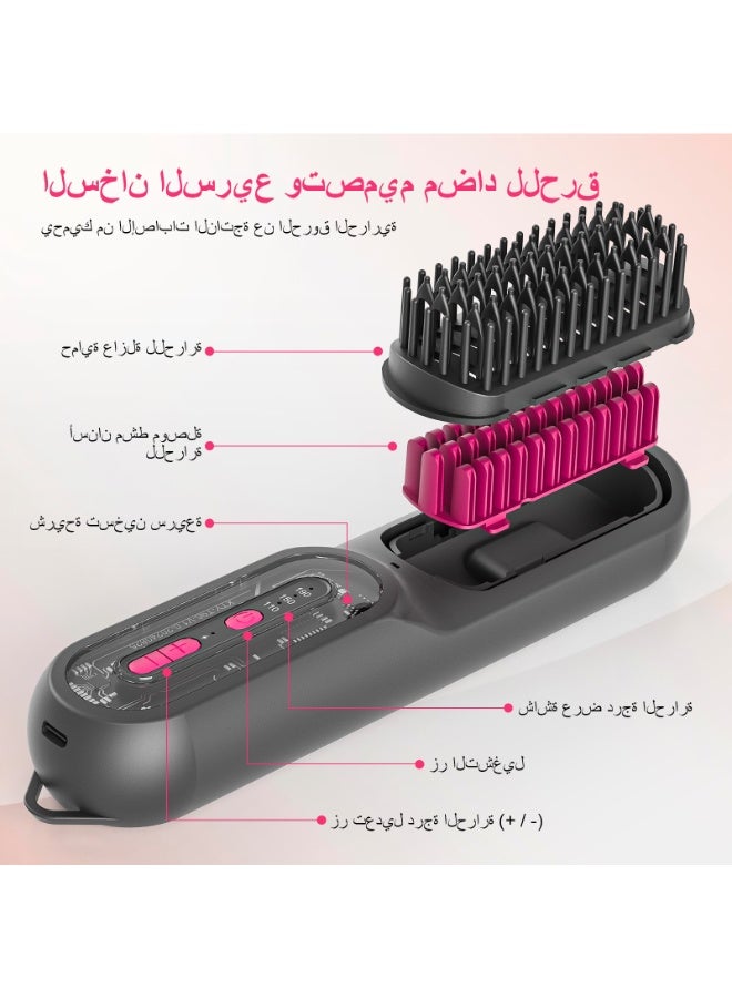 بيسوين فرشاة فرد الشعر، مكواة شعر مع مشط مدمج، تسخين سريع و3 إعدادات حرارة ومضاد للحروق، مثالية لصالون احترافي في المنزل، تقلل وقت التصفيف، RING (أسود) - Image 3