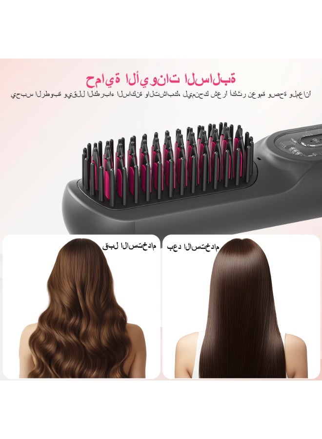 بيسوين فرشاة فرد الشعر، مكواة شعر مع مشط مدمج، تسخين سريع و3 إعدادات حرارة ومضاد للحروق، مثالية لصالون احترافي في المنزل، تقلل وقت التصفيف، RING (أسود) - Image 5