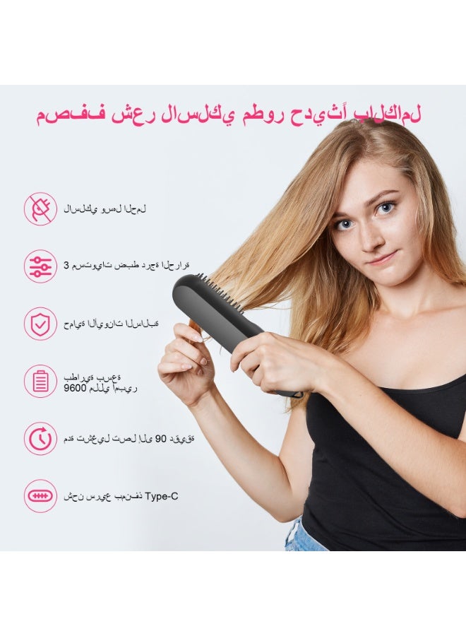 بيسوين فرشاة فرد الشعر، مكواة شعر مع مشط مدمج، تسخين سريع و3 إعدادات حرارة ومضاد للحروق، مثالية لصالون احترافي في المنزل، تقلل وقت التصفيف، RING (أسود) - Image 2