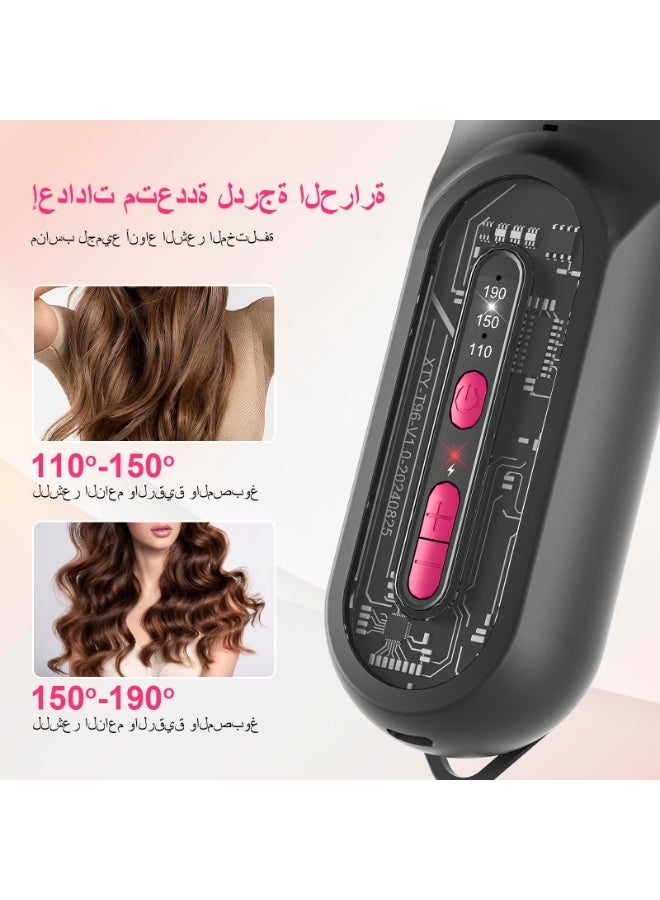 بيسوين فرشاة فرد الشعر، مكواة شعر مع مشط مدمج، تسخين سريع و3 إعدادات حرارة ومضاد للحروق، مثالية لصالون احترافي في المنزل، تقلل وقت التصفيف، RING (أسود) - Image 4