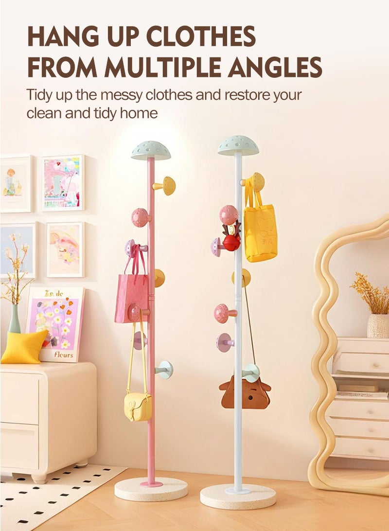 بيروي حامل معاطف معدني قائم بذاته بقاعدة رخامية دائرية مستقرة وخطاطيف فطرية، للملابس والحقائب والقبعات في غرف النوم المنزلية، وصالات الفنادق، والمداخل والممرات - Image 2