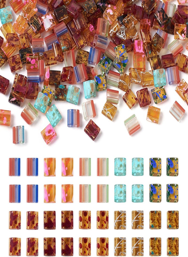 GGOOT Pandahall 20Pcs Glass Tila Beads 2 Hole Seed Beads Square Glass Spacer Beads Rectangle Flat Beads for Bracelet Necklace Jewelry Making (Mixed Color)  - Image 1
