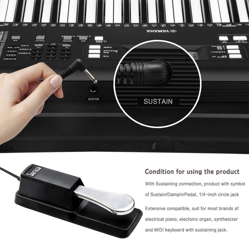 Juarez Piano Sustain Pedal, Keyboard Sustain Pedal for Digital Piano Electronic Keyboard MIDI Synthesizer, Sturdy Durable, with Polarity Switch - Image 5
