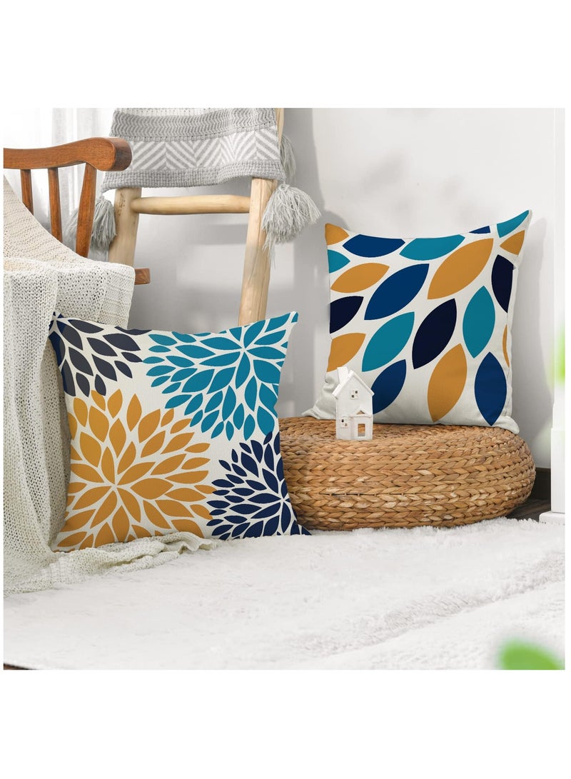 Excefore Flower Throw Pillow Covers, Set of 4 18x18 Inch  Leaf Bird Floral Outdoor Decorative Pillow Cover Linen Square Cushion Cover Pillowcases for Sofa Bed Farmhouse Home Decor - Image 4