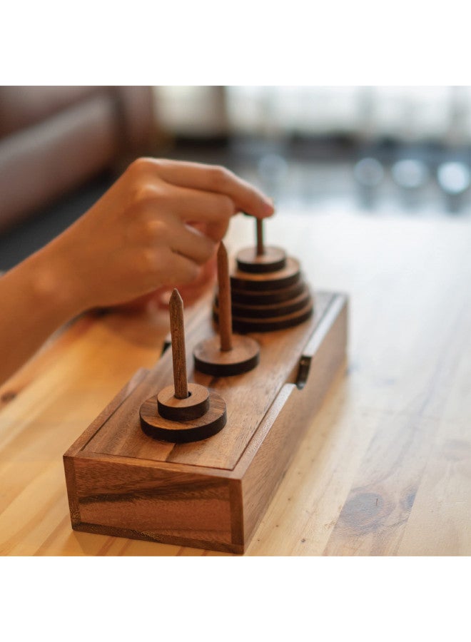 BSIRI BSIRI Fun Puzzle Board Games Gifts of Hanoi Tower (9 Rings) with Wooden Designs for Brain Teasers Logic Games Kids and Adults to Challenges Mastermind Game and Think for Fun Learning Tower Puzzles  - Image 4
