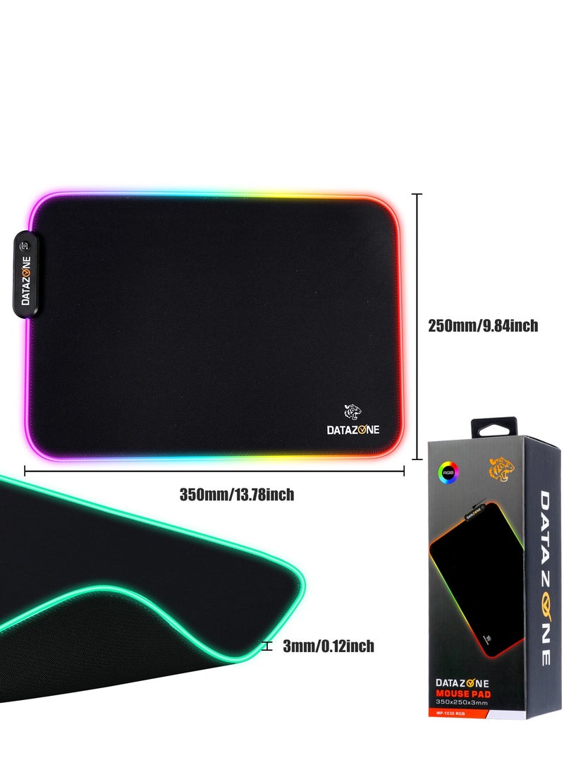 Datazone RGB Gaming Mouse Pad with 15 Lighting Modes and One-Touch Control – 350×250 Mm  – Waterproof Surface and Non-Slip Rubber Base – USB Powered – Perfect for Office and Gaming - Image 2