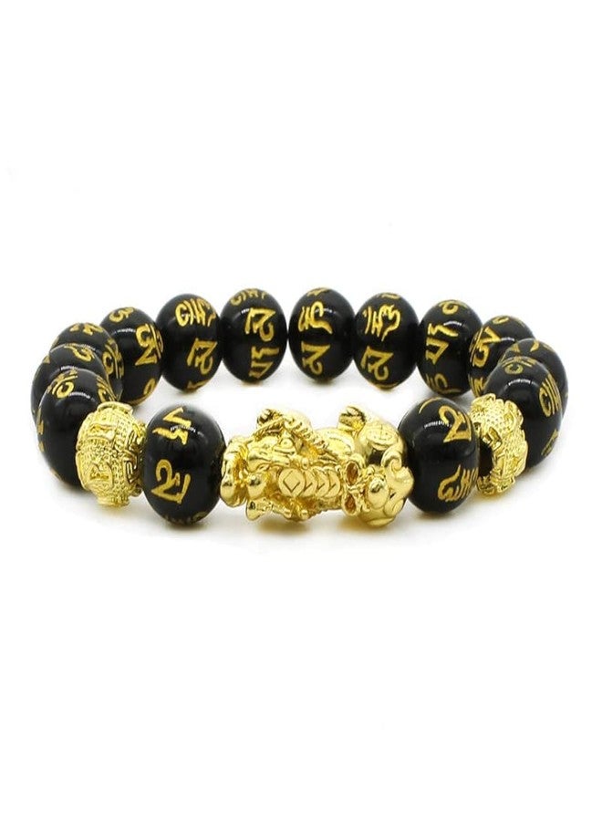 Fusamk Fashion Feng Shui Wealth Bracelet Pi Xiu Obsidian Bracelet(Black) - Image 1