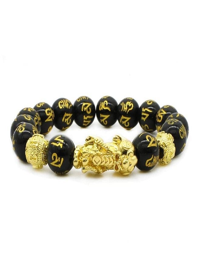 Fusamk Fashion Feng Shui Wealth Bracelet Pi Xiu Obsidian Bracelet(Black) - Image 2