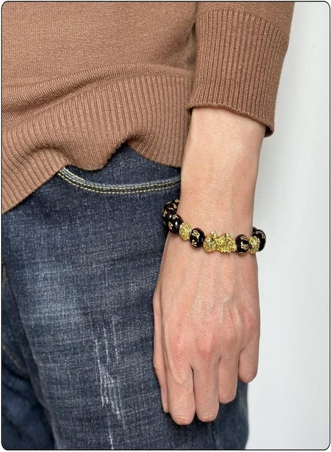 Fusamk Fashion Feng Shui Wealth Bracelet Pi Xiu Obsidian Bracelet(Black) - Image 3