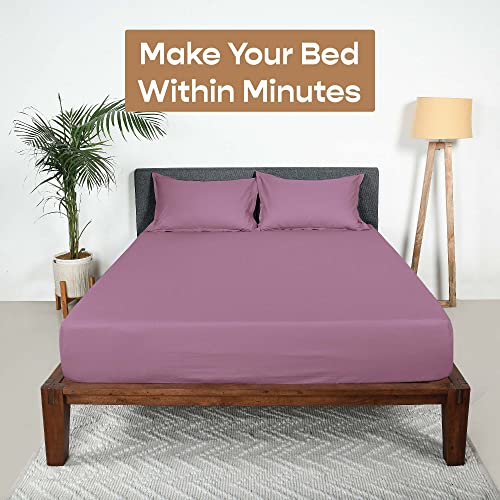 SleepyCat 200TC Percale Fitted Sheets with 2 Pillowcases | 100% Breathable Cotton Bedsheet | Cool & Crsip Feel | 360° Elastic Grip for Easy Tuck| Purple Panther, King Size, 78x72 Inch - Image 2