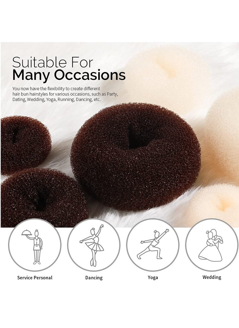 FANDAMEI FANDAMEI Hair Bun Maker Set, Donut Bun Maker Set With 4pcs Dark Brown &4pcs Beige(2 extra-large,2 large,2 medium and 2 small), 5 pieces Hair Elastic Bands, 40 pieces Hair Bobby Pins (Brown and Gold)  - Image 4