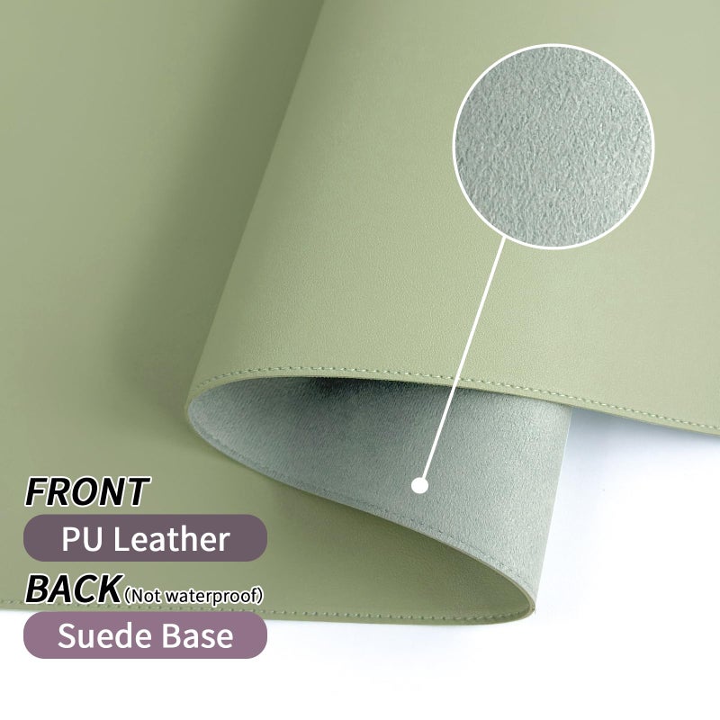Bloss Light Green Desk Mat with Stitched Edges, Large Mouse Pad, Non-Slip Desk Protector Mat, Leather Desk Blotter, Waterproof Desk Pad for Office Home Decor(31.5Ã—15.7 Inches) - Image 2