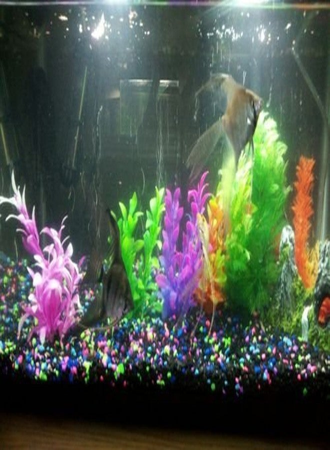 CNZ 6 Piece, Assorted Color Aquarium Plastic Plant Decoration with Ceramic Base - Image 2