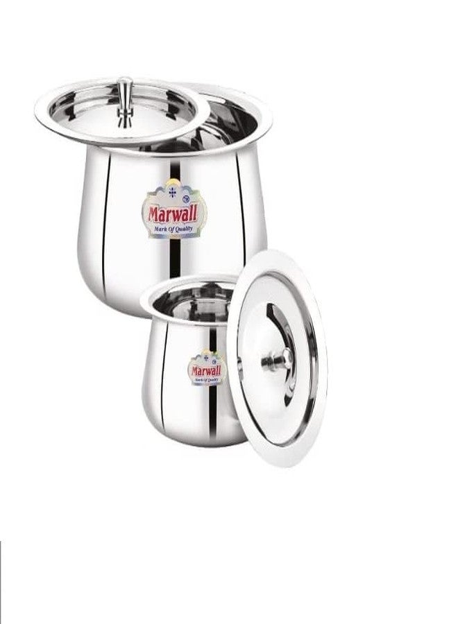 Marwall Stainless Steel Handi with Lid for Serving and Storage of Ghee/Dhai/Milk etc. (300ml) - Image 1