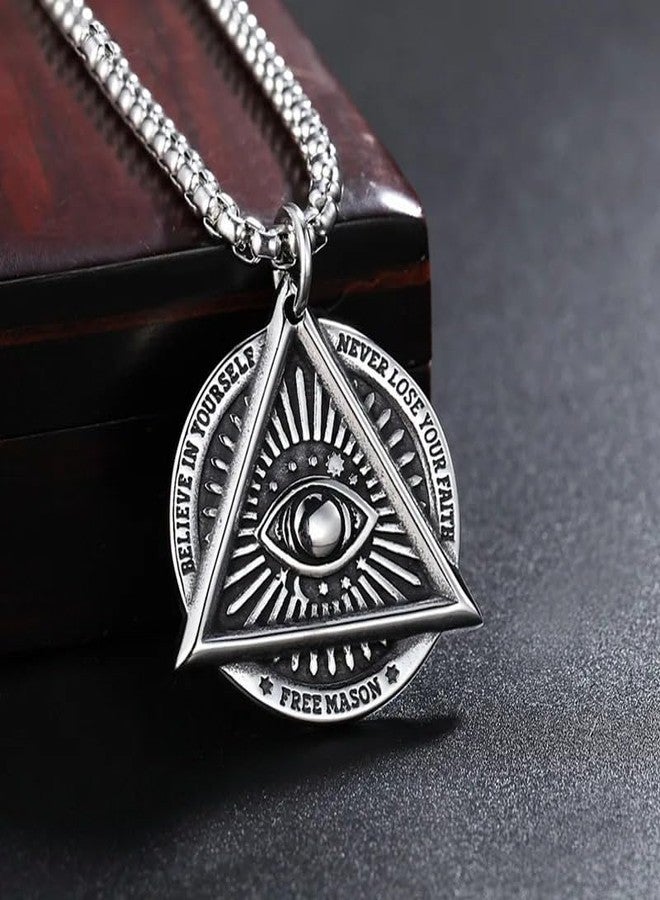 VIEN® Demon Eye Men's Necklace Pendant Stainless Steel Letter Chain Punk Jewelry Talisman Sign Medallion - Image 5