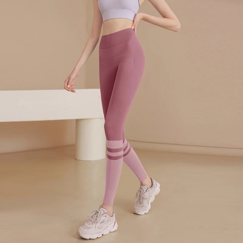 High-Waist Peach Hip Yoga Pants for Women Pink  - Image 3