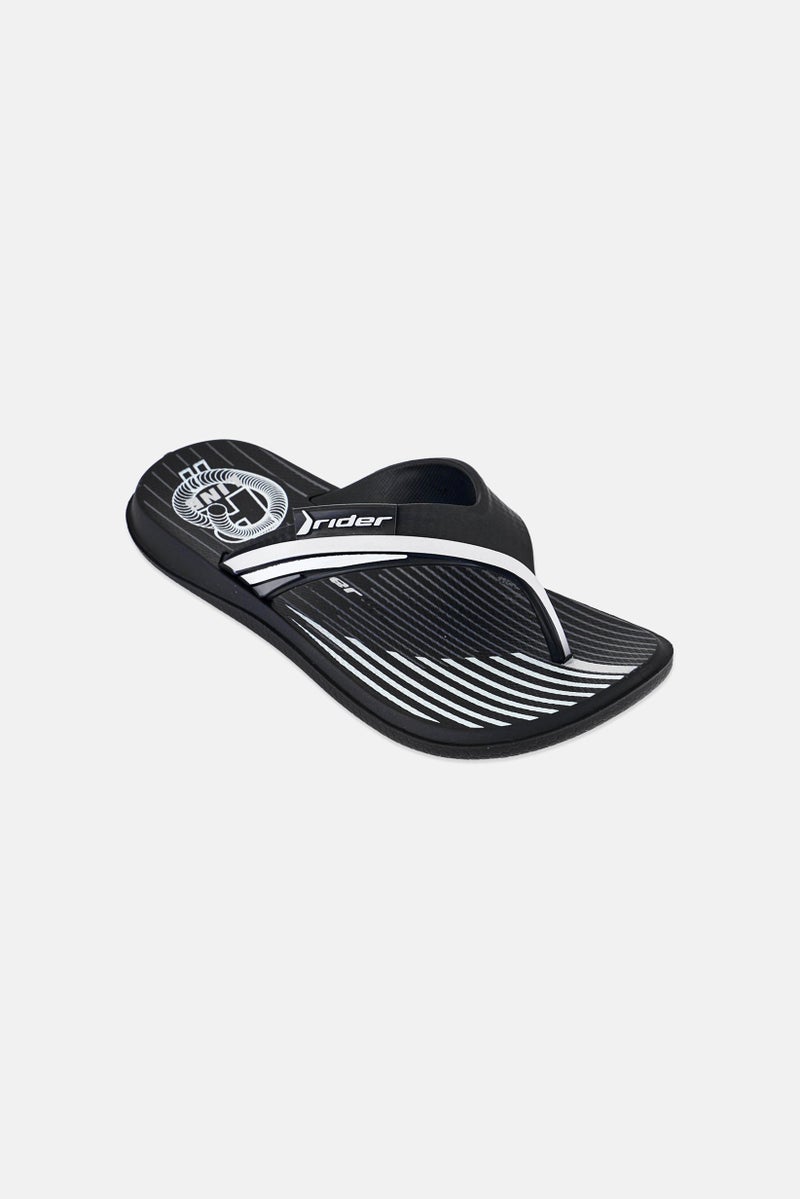RIDER Kids Boy R Line II Slip On Slippers, Black - Image 1