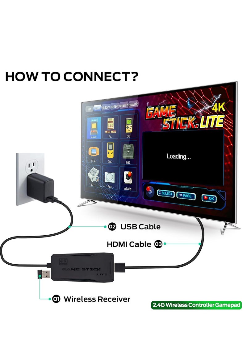 Generic - Retro gaming console with 9 built-in emulators, 20,000+ games, 4K HDMI output and 2.4GHz wireless game stick - Image 1