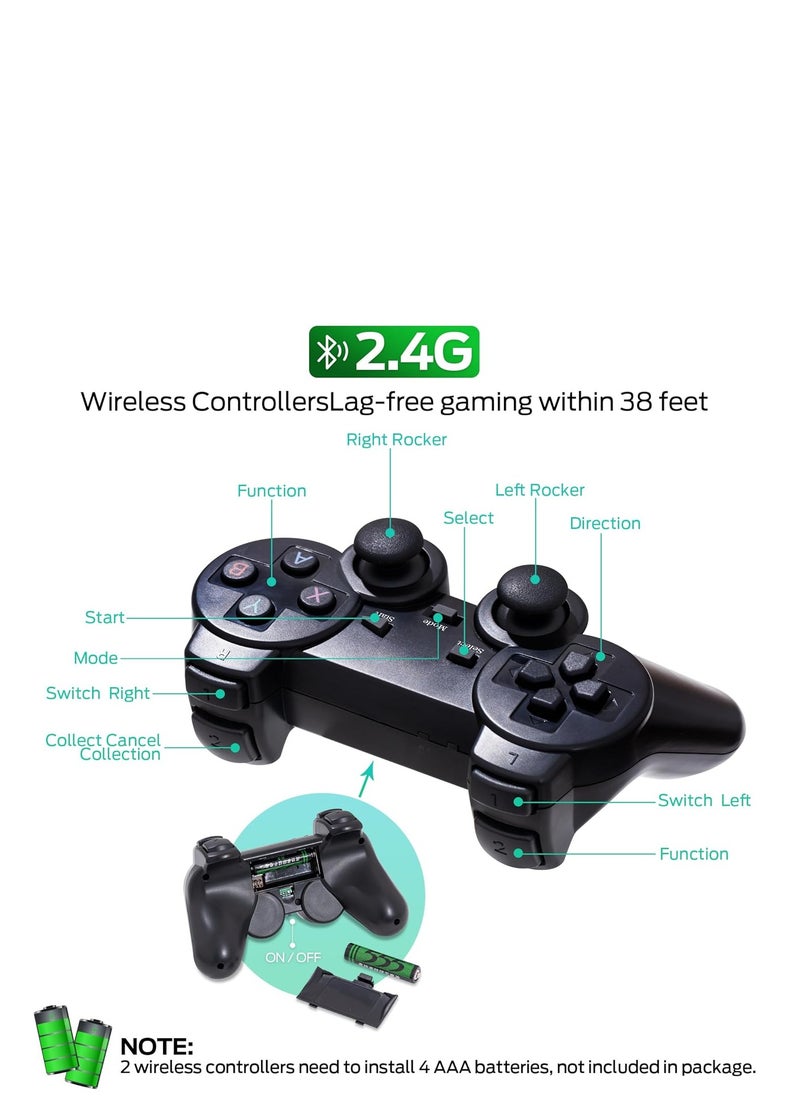 Generic - Retro gaming console with 9 built-in emulators, 20,000+ games, 4K HDMI output and 2.4GHz wireless game stick - Image 1