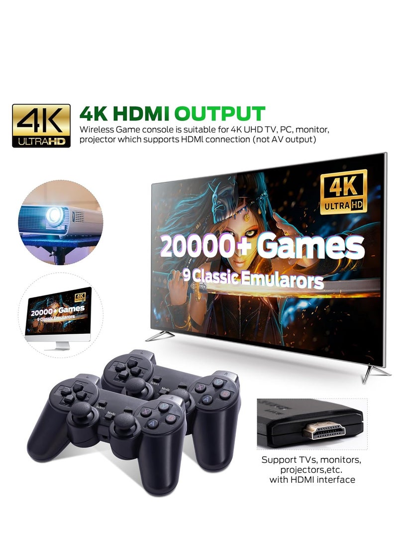 Generic - Retro gaming console with 9 built-in emulators, 20,000+ games, 4K HDMI output and 2.4GHz wireless game stick - Image 1
