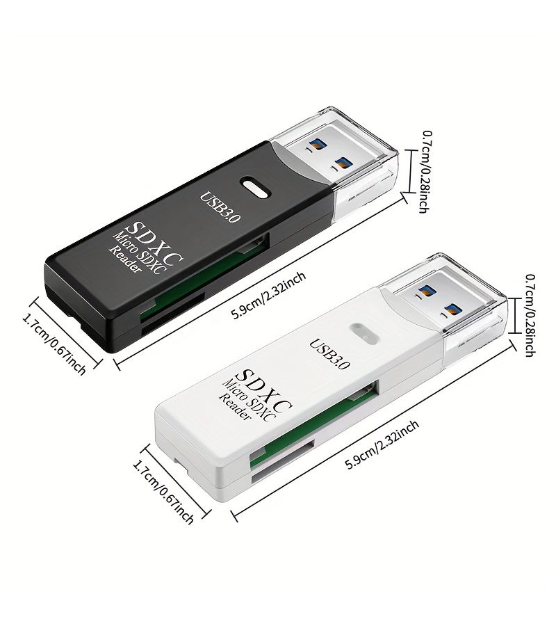 قارئ بطاقات USB 2.0 و USB 3.0 2 في 1، محول عالي السرعة 5 جيجابت في الثانية متوافق مع بطاقات SD و TF و Mini SD و Micro SD، الطراز D528، اللون الأسود - Image 2