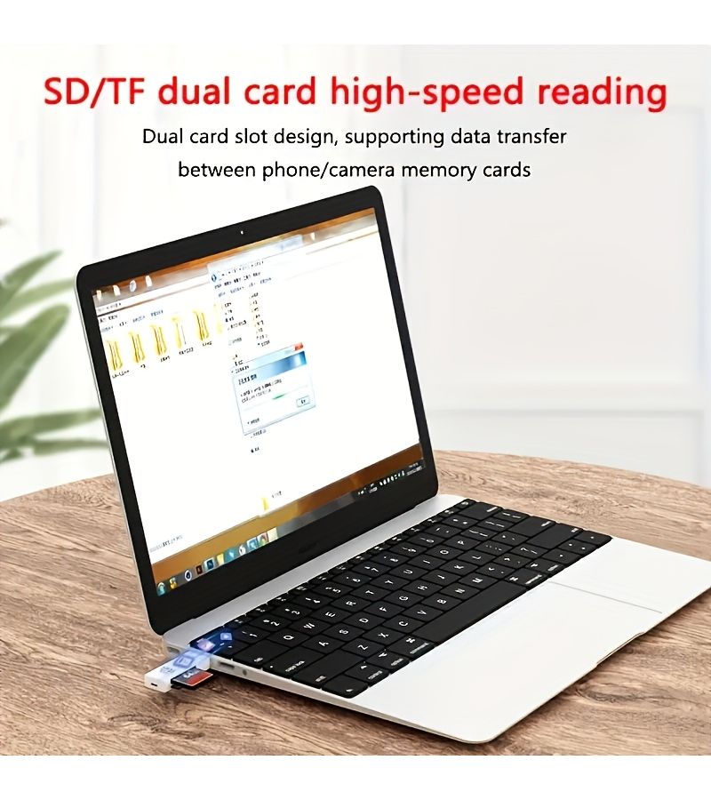 قارئ بطاقات USB 2.0 و USB 3.0 2 في 1، محول عالي السرعة 5 جيجابت في الثانية متوافق مع بطاقات SD و TF و Mini SD و Micro SD، الطراز D528، اللون الأسود - Image 4