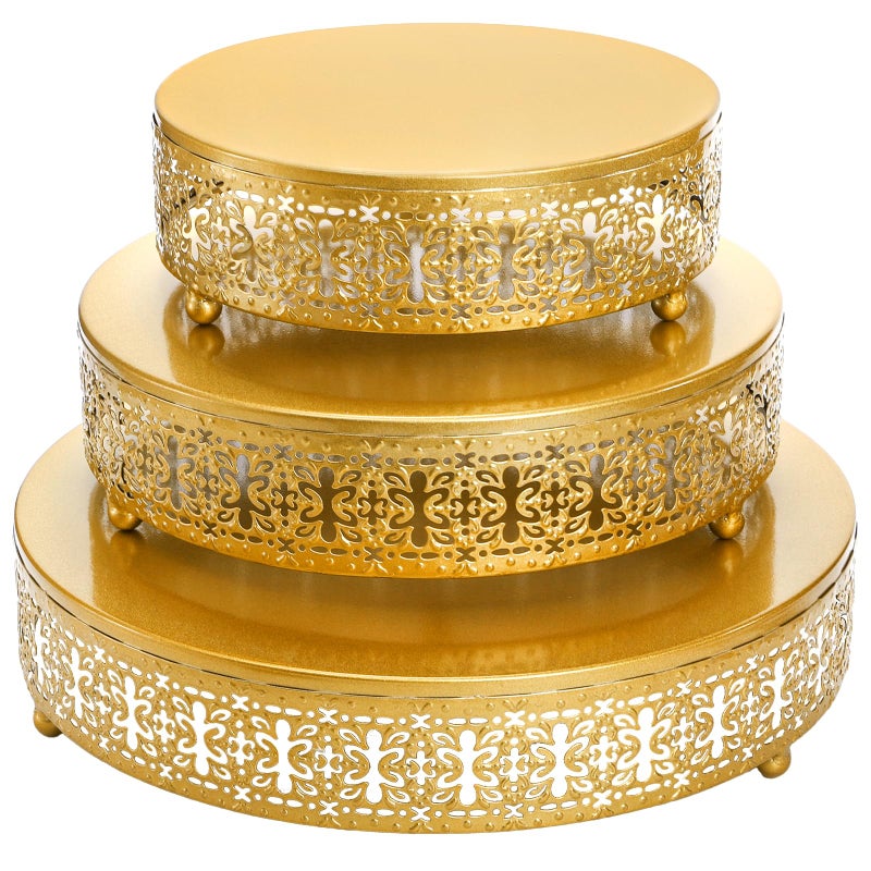 Youeon Set of 3 Metal Gold Cake Stand, 12/10/8 Inch Cake Stands for Dessert Table - Image 1