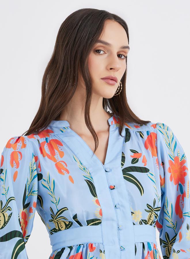 ستايلي فستان ماكسي بقصة - بأزرار وطبعات شاملة - Image 4