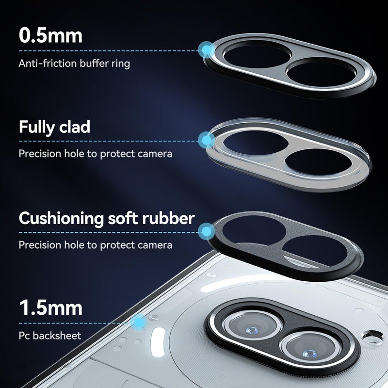 for Nothing Phone 2a / Nothing 2a Plus Case, Hard PC Back + Soft TPU Bumper Crystal Clear Slim Fit Lightweight Transparent Skin Cover Shockproof Non-Slip Anti-Yellow Protection (Black) | Hard PC Back + Soft TPU Bumper Anti-Yellow Slim Fit Shockproof Non-Slip Crystal Clear - Image 4