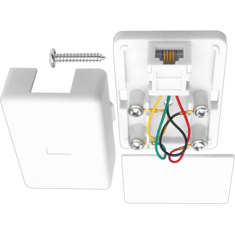 RIVER FOX Phone Jack Surface Mount Single Port RJ11 6P2C Female - White, Durable ABS Housing, Easy Installation with 2 Screw Terminals - Ideal for Home & Office (Pack of 3) - Image 4