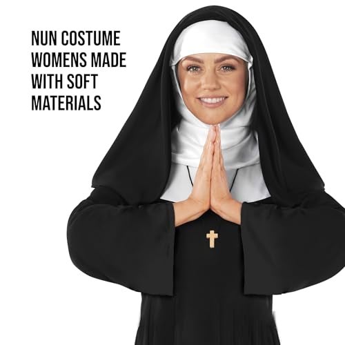 fun shack Nun Costume for Women - Deluxe Religious Outfit with Cross Necklace, halloween costumes for women adult, XX-Large - Image 3