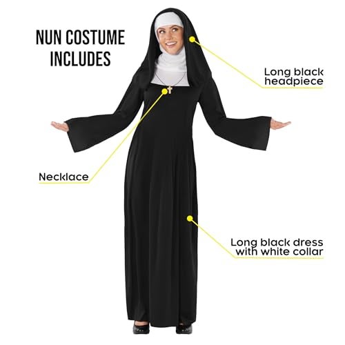 fun shack Nun Costume for Women - Deluxe Religious Outfit with Cross Necklace, halloween costumes for women adult, XX-Large - Image 2