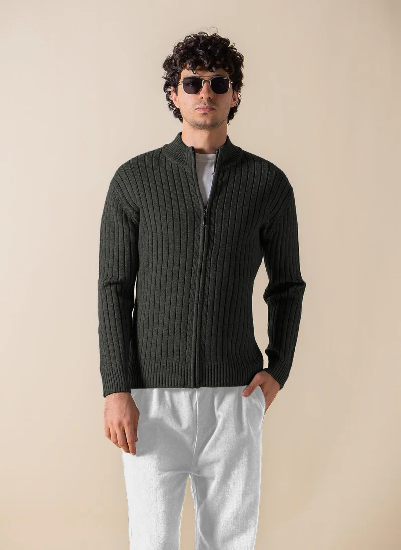 SHAPES TEXTURED CARDIGAN WITH ZIP