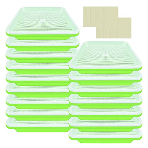 Legigo 16 Pack Green Seed Sprouter Trays- Soil-Free Cultivation Germination Tray, BPA Free Nursery Tray with Planting Paper for Indoors or Outdoors Sprouting Seeds, Grow Grass, Beans and More - Image 1