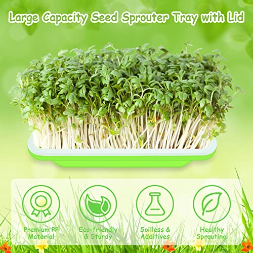 Legigo 16 Pack Green Seed Sprouter Trays- Soil-Free Cultivation Germination Tray, BPA Free Nursery Tray with Planting Paper for Indoors or Outdoors Sprouting Seeds, Grow Grass, Beans and More - Image 4