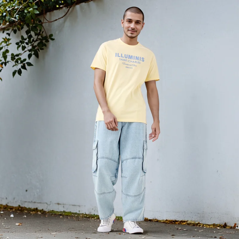 سبلاش فيڤ Typographic Print T-shirt