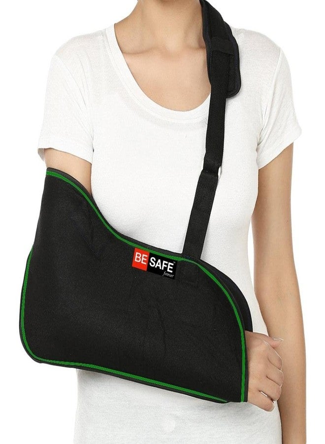 BESAFE Forever Arm Supporter Arm Sling Pouch Belt with Elbow Support, Arm Immobilizer Brace for Fracture, Sprain, Dislocation and Pain Relief (M, Black) - Image 1