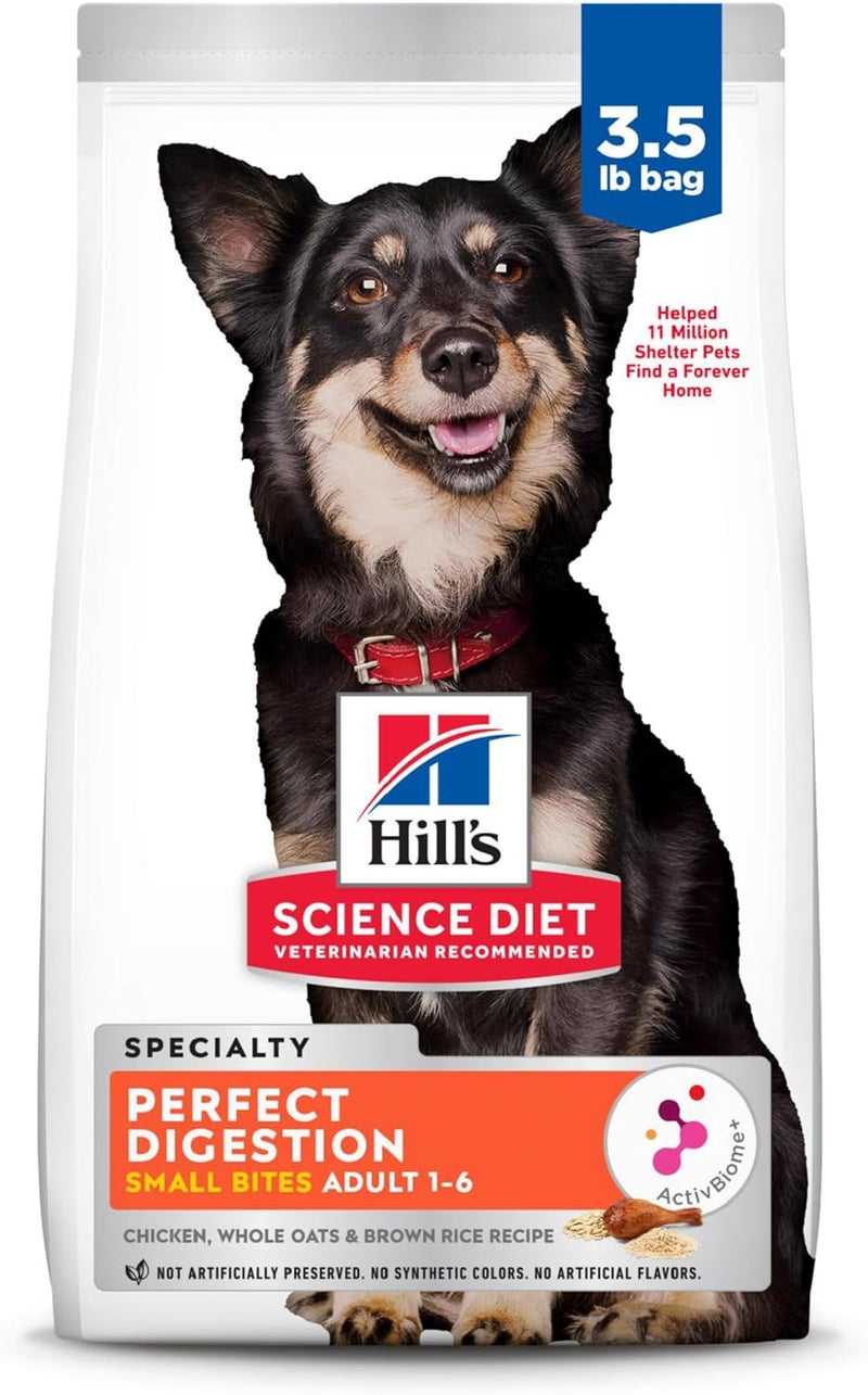 Hills Science Diet Perfect Digestion Adult 16 Digestive Support Small Kibble Dry Dog Food Chicken Brown Rice  Whole Oats 35 lb Bag - Image 1