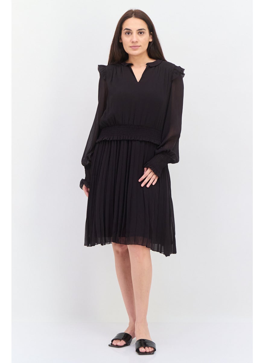 Scotch & Soda Women Textured Midi Dress, Black  - Image 1