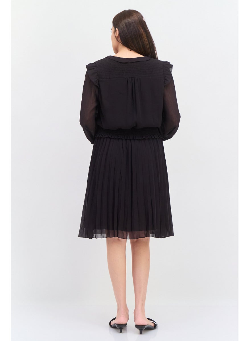 Scotch & Soda Women Textured Midi Dress, Black  - Image 4