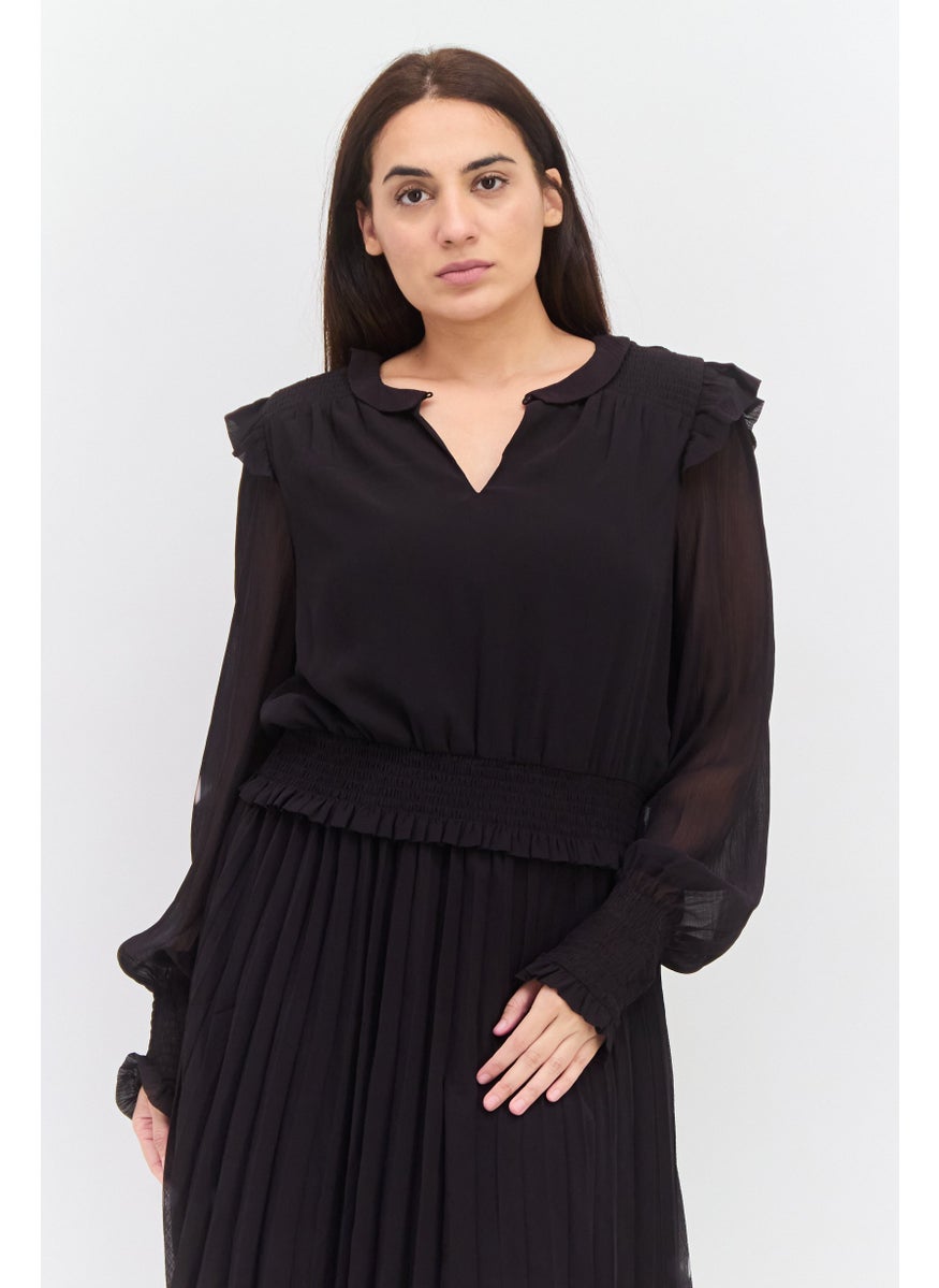 Scotch & Soda Women Textured Midi Dress, Black  - Image 2