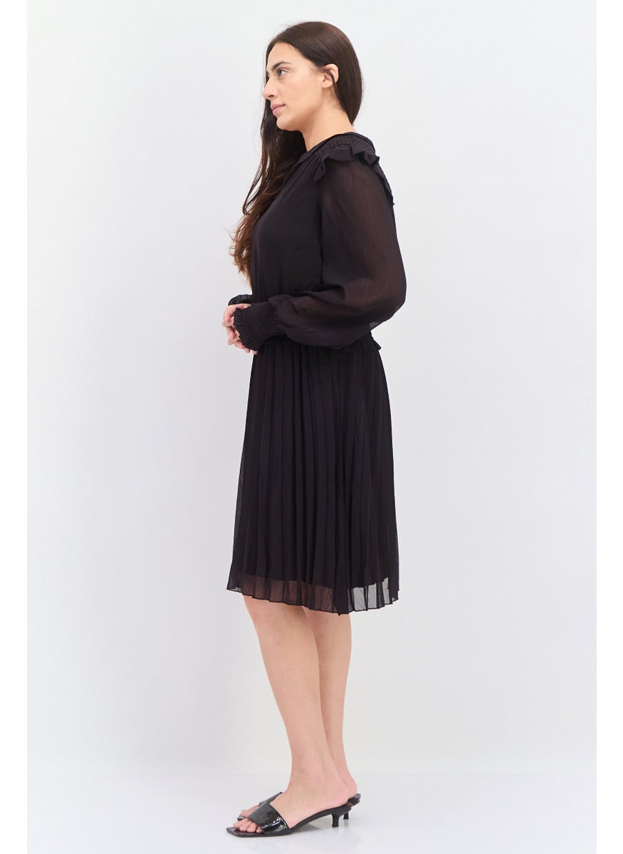Scotch & Soda Women Textured Midi Dress, Black  - Image 3